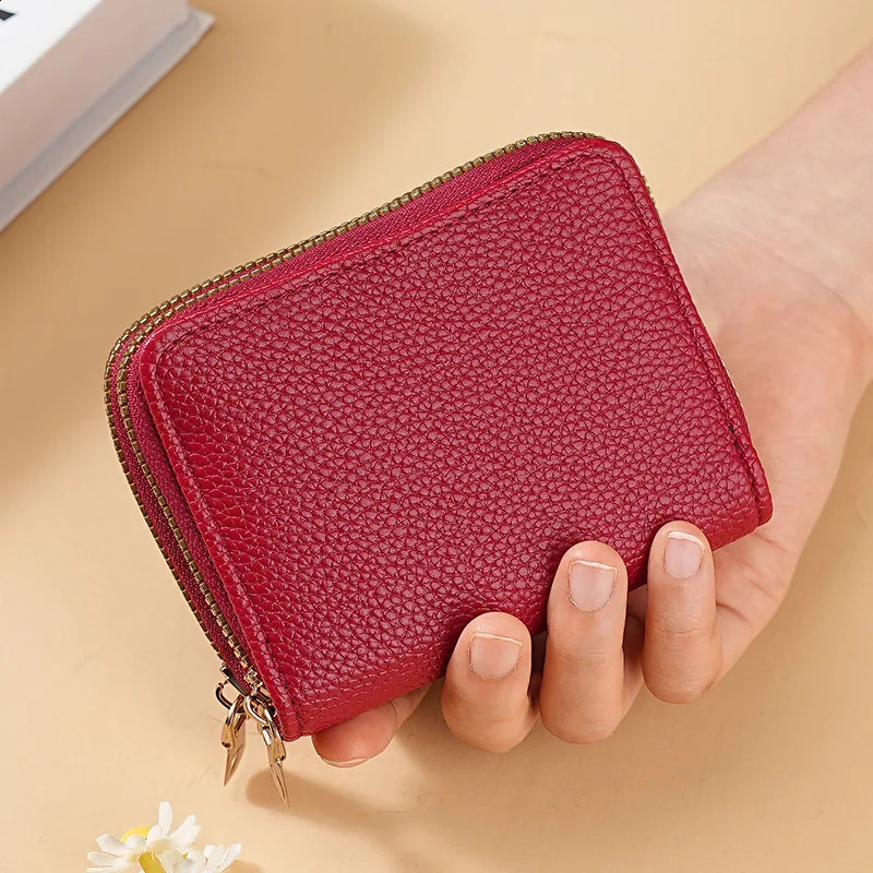 Stylish Womens Card Holder Wallet Double Layer Zipper Multi-Function Compact for Cards Cash Small Portable Organizer 250318