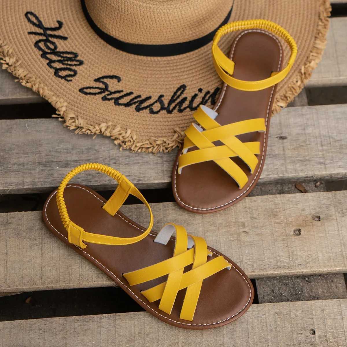 New Arrival Chic Spring Essential Womens lightweight flat sandals with a simple elastic band perfect for all day comfort and fashion T250318