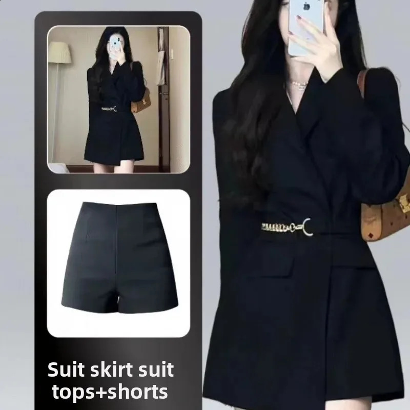 Black waistband womens set shorts weight loss jacket spring summer Midi Skirt plus size Chinese AE stock 250319