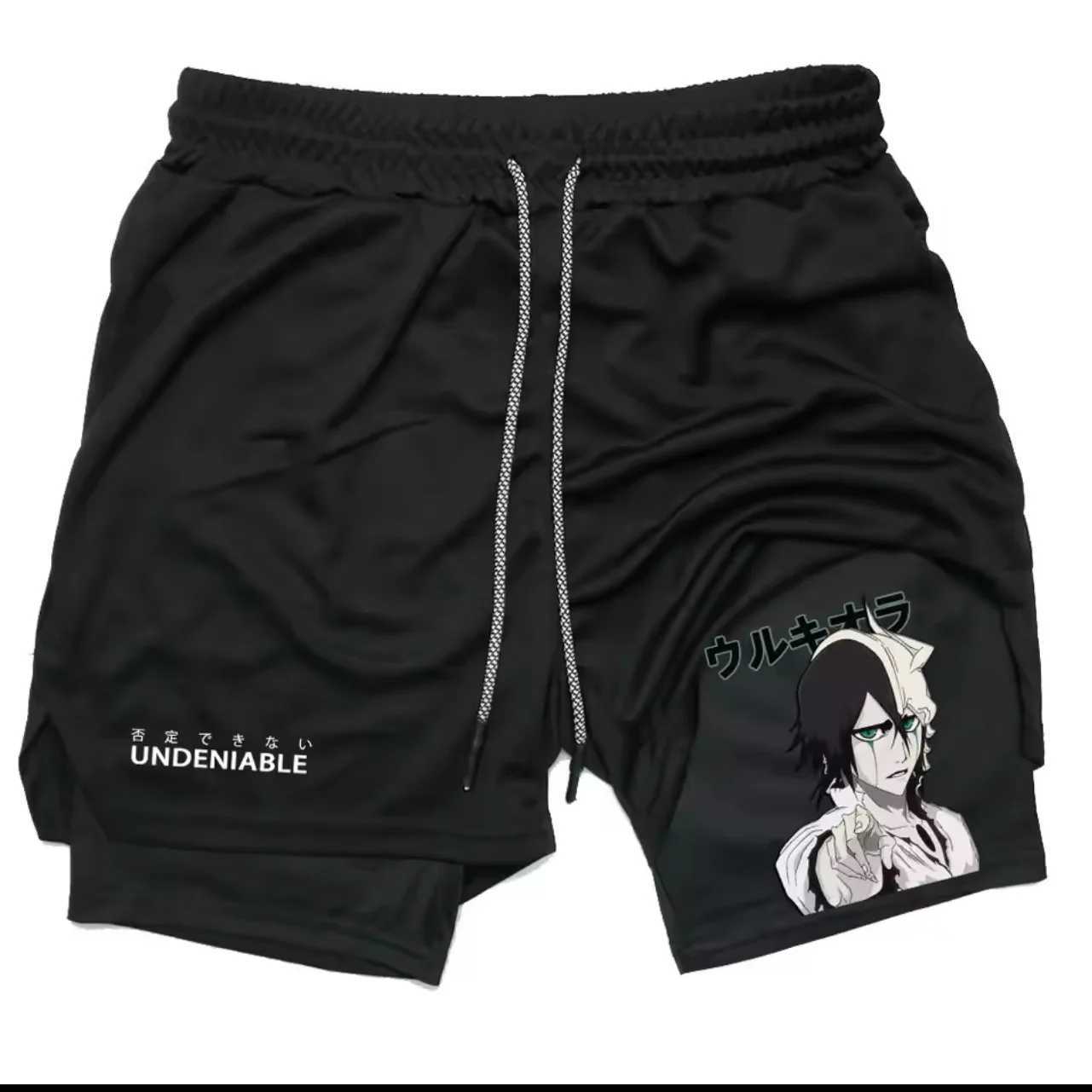 Mens breathable quick drying casual two-piece sports shorts with a casual double layered 2-in-1 fitness running shorts design W250319