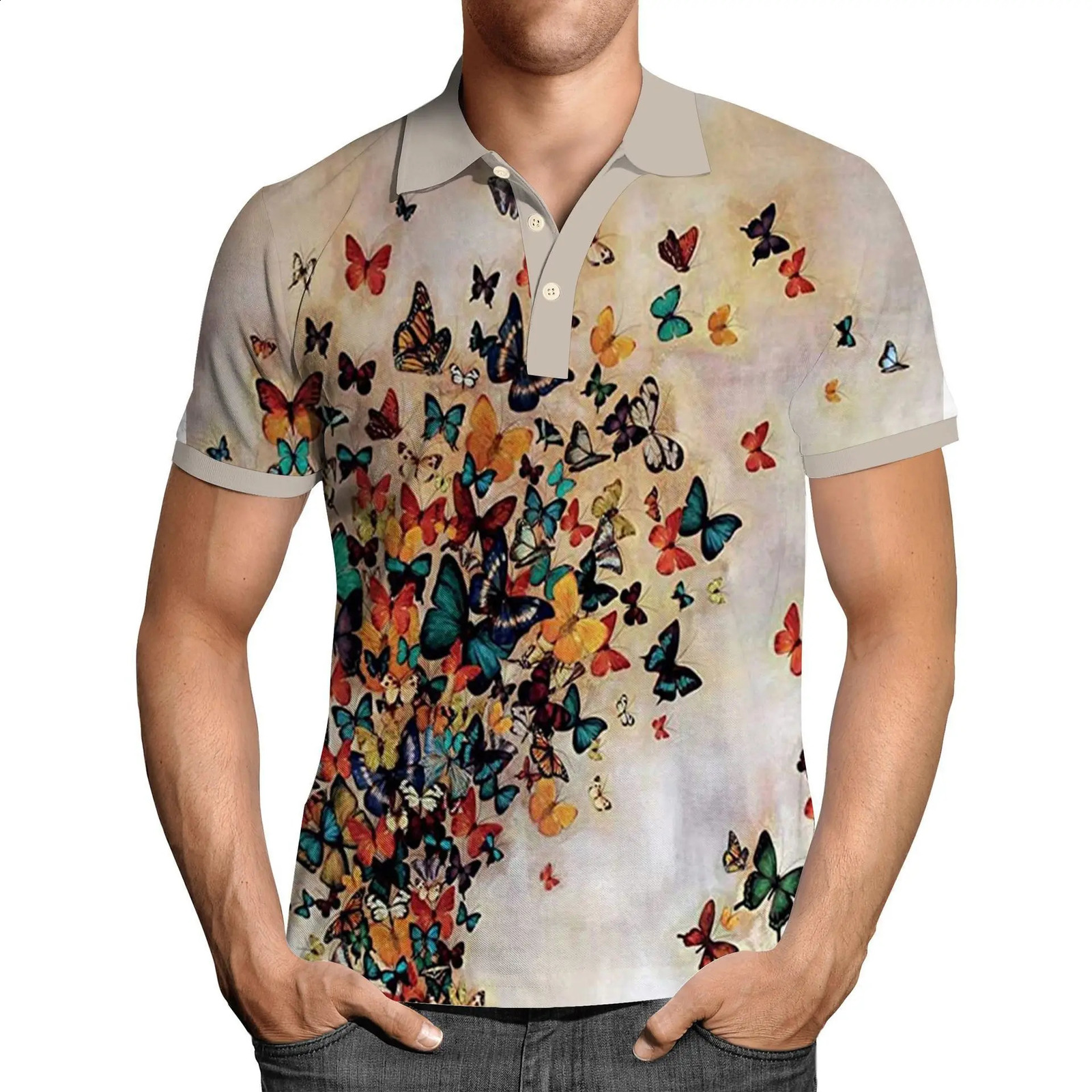 Beautiful Flowers 3D Printed Summer Mens Button Down Collar Polo Shirts Casual Tops Oversized Short Sleeve Trend Men Clothing 250319