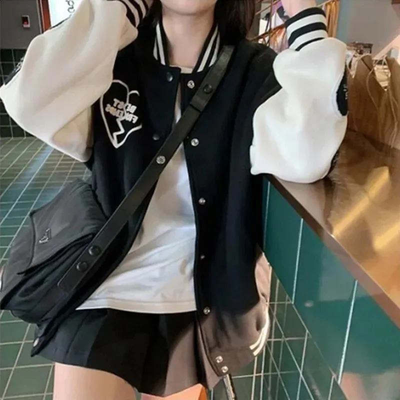 All season neutral style jacket with short jackets on both sides all cotton womens Korean baseball 250317