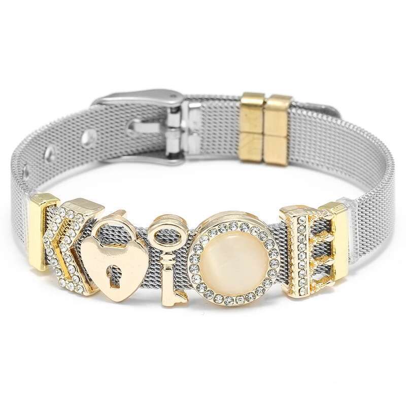 High Quality Stainless Steel Mesh Bracelets With DIY Key Lock Beads Buckle Keeper Bracelets For Women Boyfriend Jewelry Gift