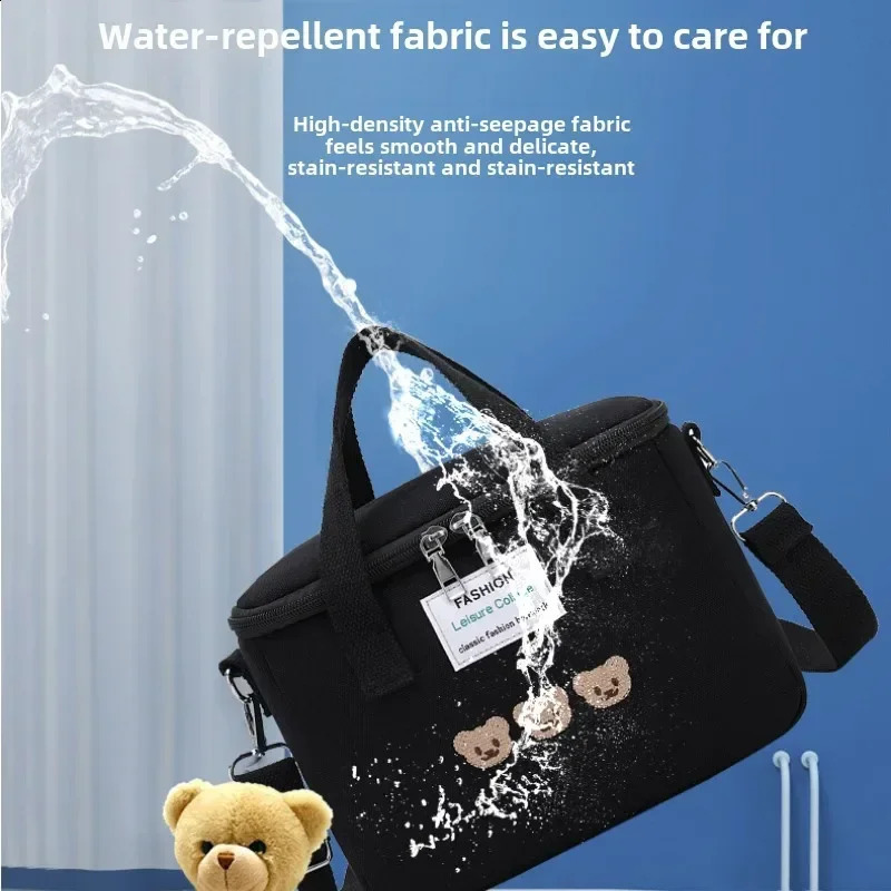 Large Capacity Multifunctional Waterproof One-shoulder Mommy Bag Cartoon Bear Portable Fashion Mommy Bag Outdoor Travel Bag 250319