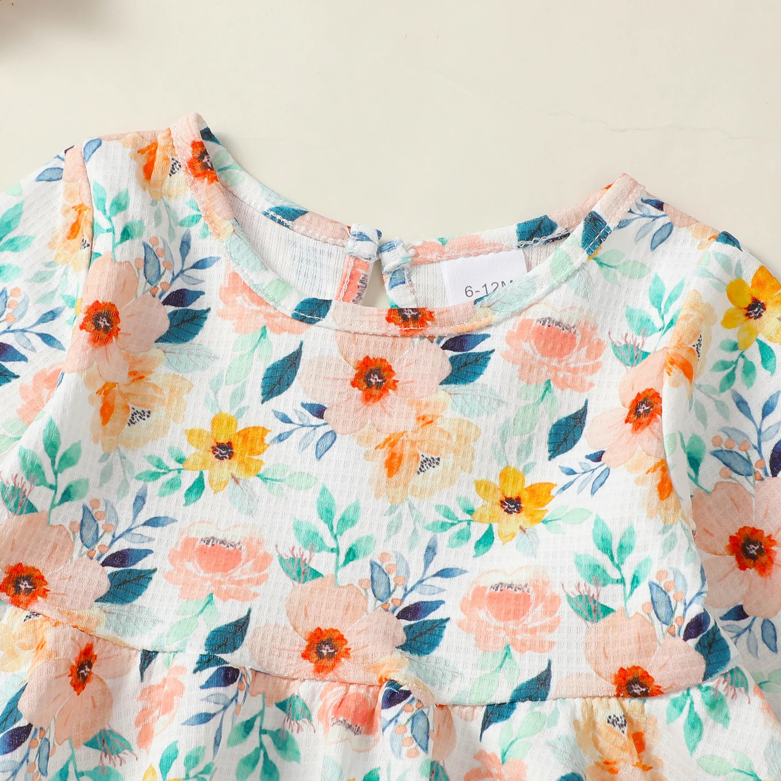 1-4 Years Kids Girls Suit Long Sleeve Flower Ruffle TopsElastic Waist Denim Pants 2pcs Set Toddler Girl Clothes Spring Outfit 250319