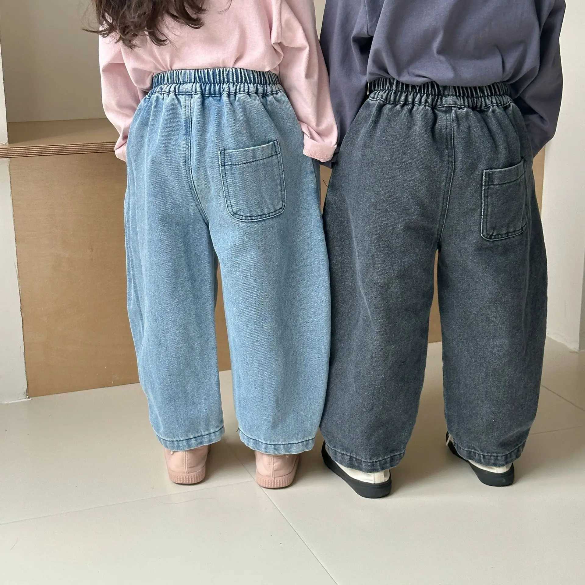 2025 Spring Autumn Kids Boys Pants Denim Loose Solid Elastic Versatile Casual Toddler Boys Pants Children Boys JeansT250318