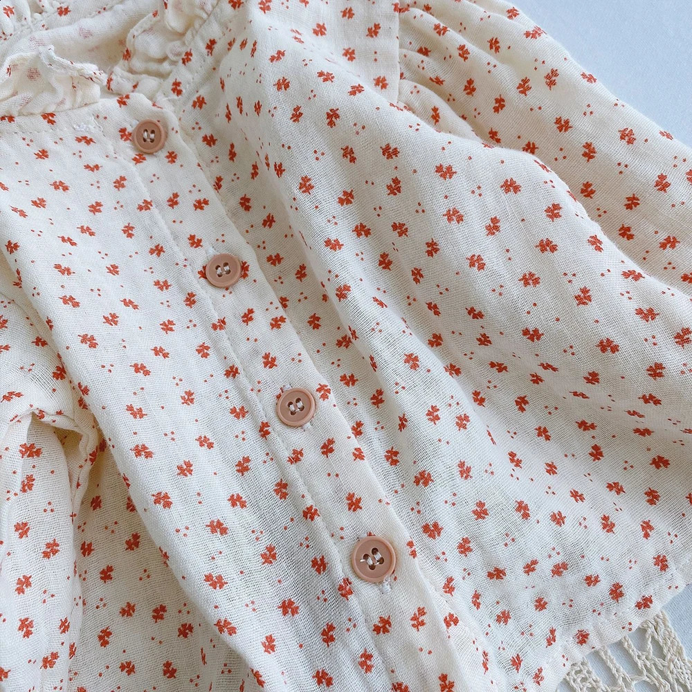 Spring fashion fine cotton baby girl shirt full sleeve floral bottom project born clothing 250319