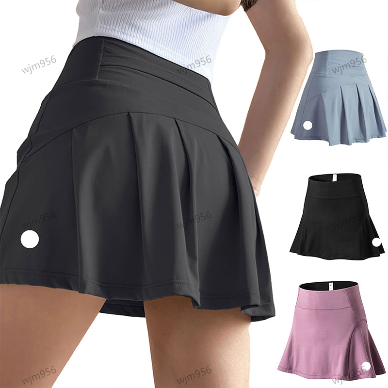 Yoga Tennis Skirts Pleated Skirt Gym Clothes Women Running Fitness Golf Shorts Skirt Sports Back Waist Pocket High waist Quick drying A-line skirt tennis dress