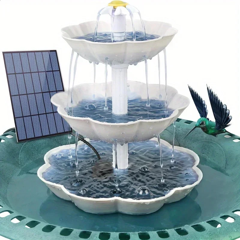 Solar Bird Bath Water Fountain Detachable DIY Landscaping For Bathing Garden Decoration Outdoor Feeder 250318