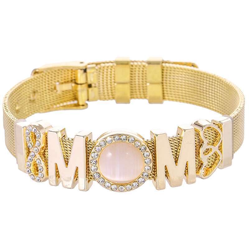 New 10mm Infinite Love MOM Beads Stainless Steel Mesh Bracelets DIY Charm Keeper Bracelets Bangle For Women Mother Jewelry Gift