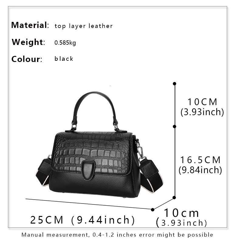 Aidrani New Crocodile Patterned Handbag For Women, Made Of Cowhide Material, Can Be Worn On One Shoulder Or Crossbody