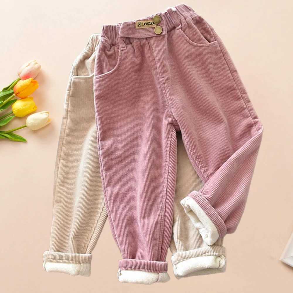 Autumn Winter Baby Girl Corduroy Pants 2024 Retro Casual Solid Trouser Thick Warm Outdoor Wear Childrens Pants 2 3 5 6 YearsT250318