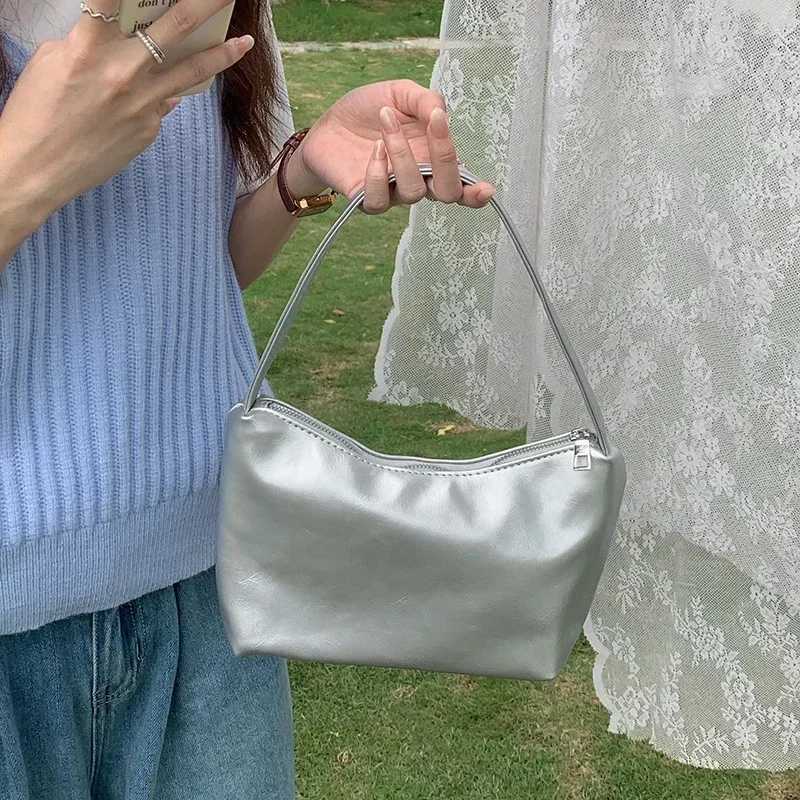 New Simple Solid Color Shoder Bag Soft PU Leather Small Tote for Wen Niche Design Underarm Bag Dating Shopping Handbag Z250318