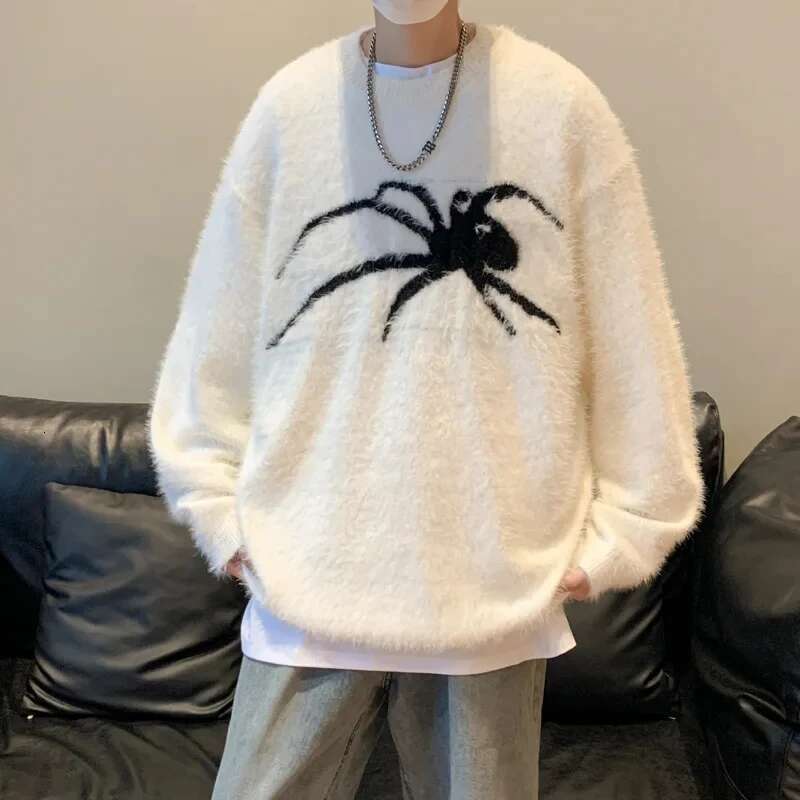 Haruku High Street Mohair Spider Men Women Fashion Casual Loose Senior Sense Niche Design Couple Mink Cashmere Sweater