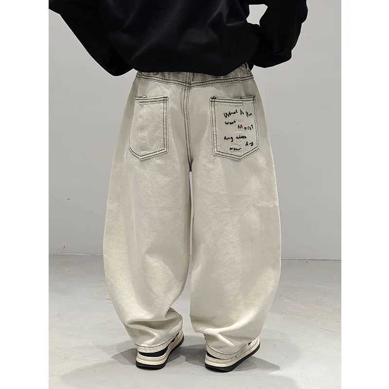 Baodu Childrens Clothing Childrens Jeans Spring 2025 Boys Straight Pants Boys Trousers Beige Pants TedT250318