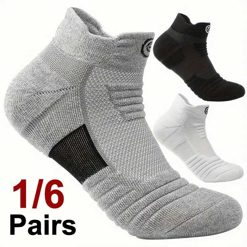 1/6 Pairs Men Basketball Sports Socks Soft Comfortable Sweat Absorbing Breathable Running Shock-Absorbing Anti Slip Low Top Sock X250319