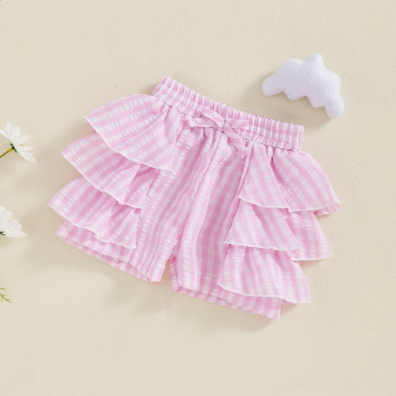 Girls Floral Print Ruffle Shorts with Elastic Waistband and Bow Detail - Stylish Wide Leg Loose Shorts for Summer Streetwear 250319