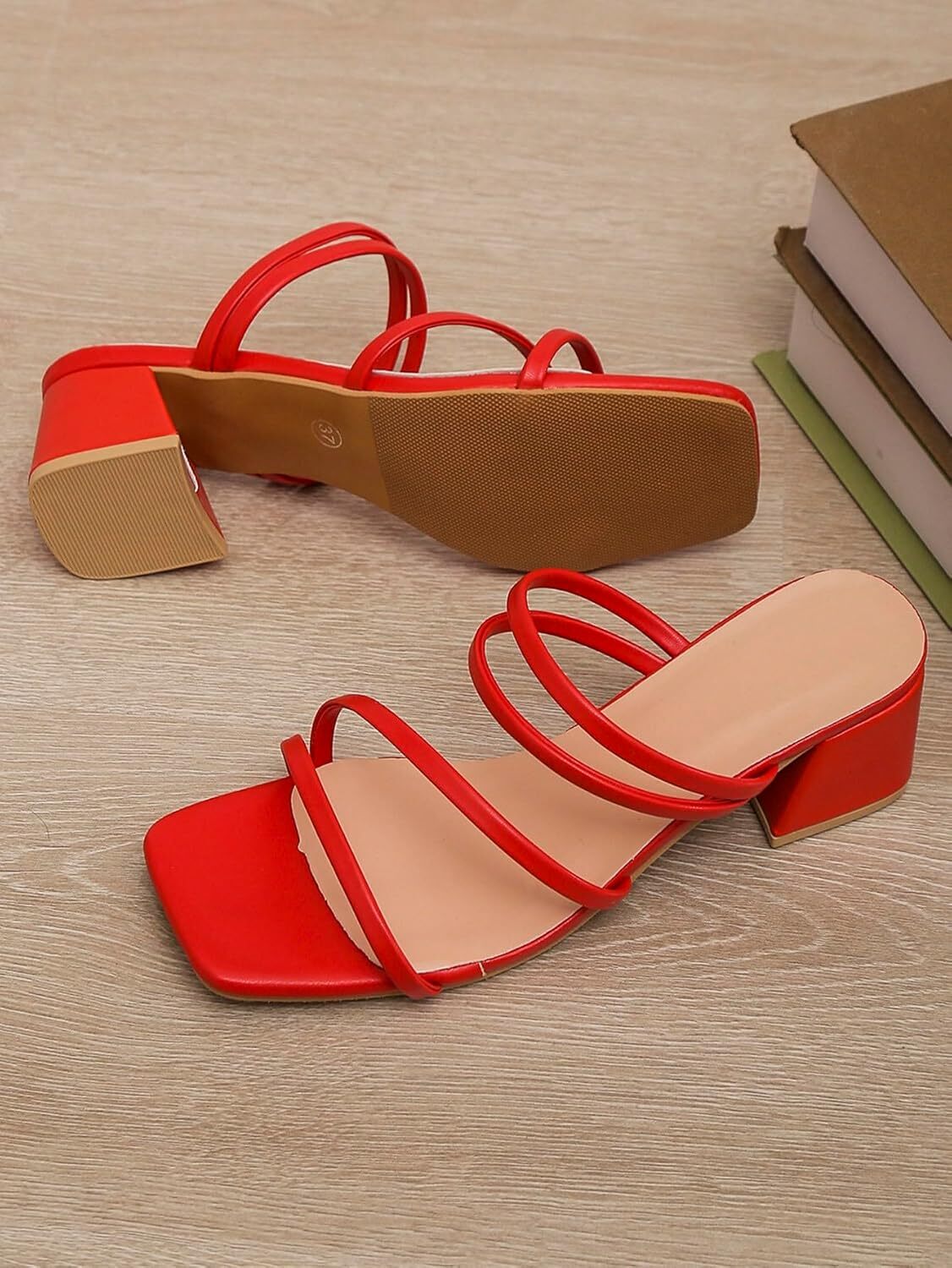 2025 New Designer sandals Women's Strappy Square Open Toe Low Block Heel Sandals Thin Straps Chunky Heeled Mule Sandals