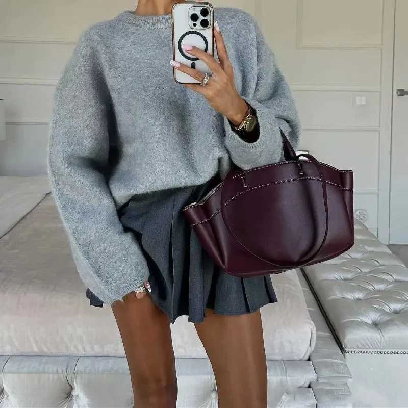 New Arrival New large capacity handbag Underarm bag Pu leather shoulder bag vintage cross shaped bag casual portable bucket bag T250318