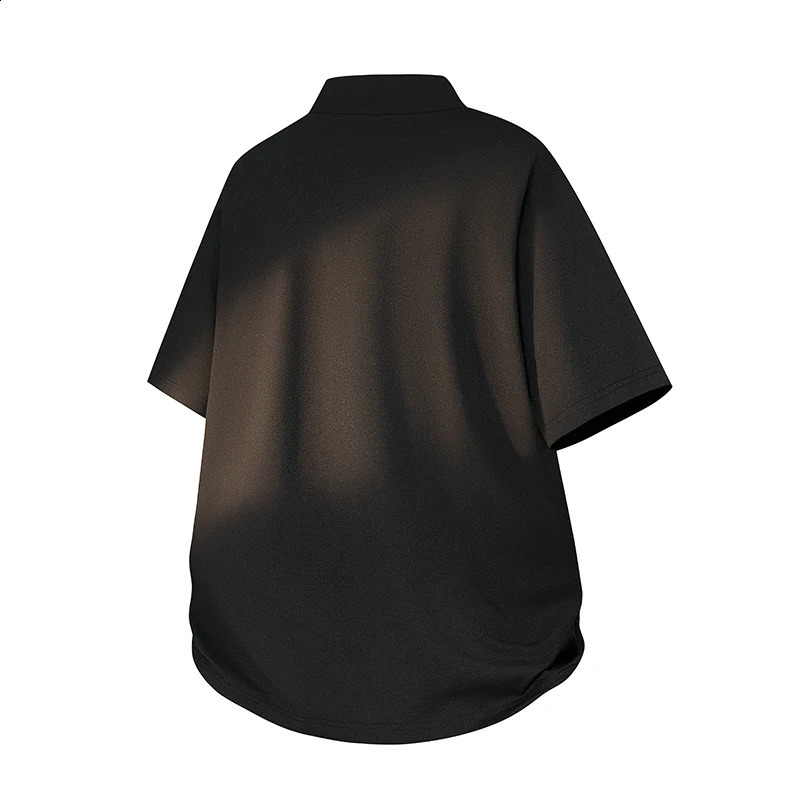 Mens Short sleeved Tshirt Summer Top 2025 Korean Fashion Stand up Collar Half Zipper Solid Knitted Sleeve 250319