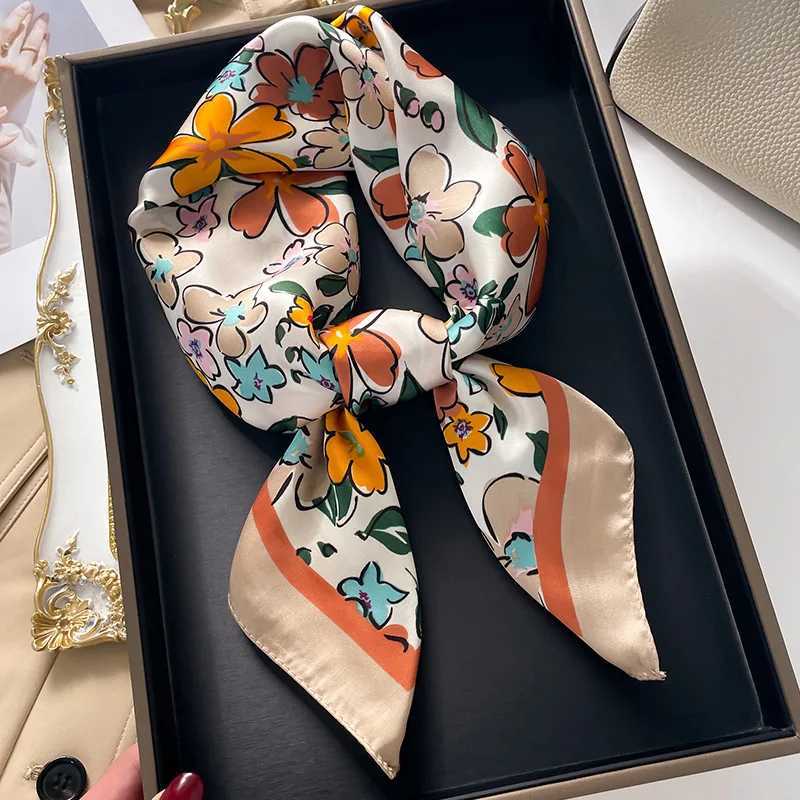 Flower scarf color decoration silk scarf L Popar imitates silk Wen Square 70x70cm scarf shawl travel scarf X250319