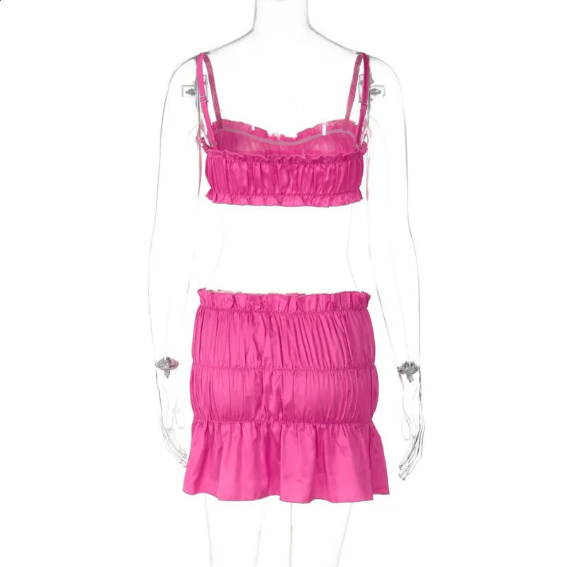 Townlike Sexy Party Two Piece Set Spaghetti Strap Crop Top And Skirts Slim Bodycon 2 Pieces Sets Women Summer Outfits 250319