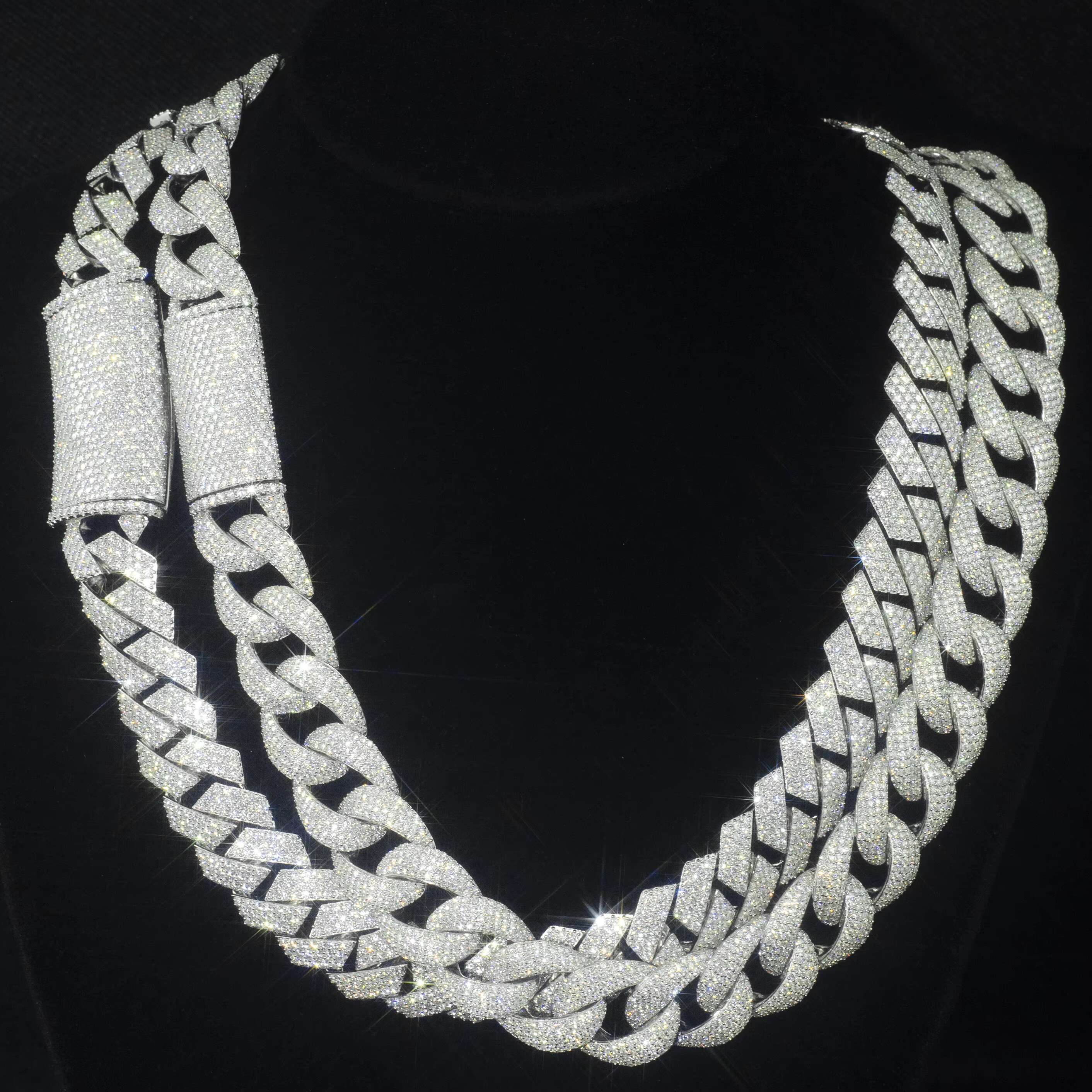 Wholesale Iced Out Vvs Moissanite k Chain Men Hip Hop Dia Sier Cuban Bracelet Necklace 8MM 10MM 12MM 14MM