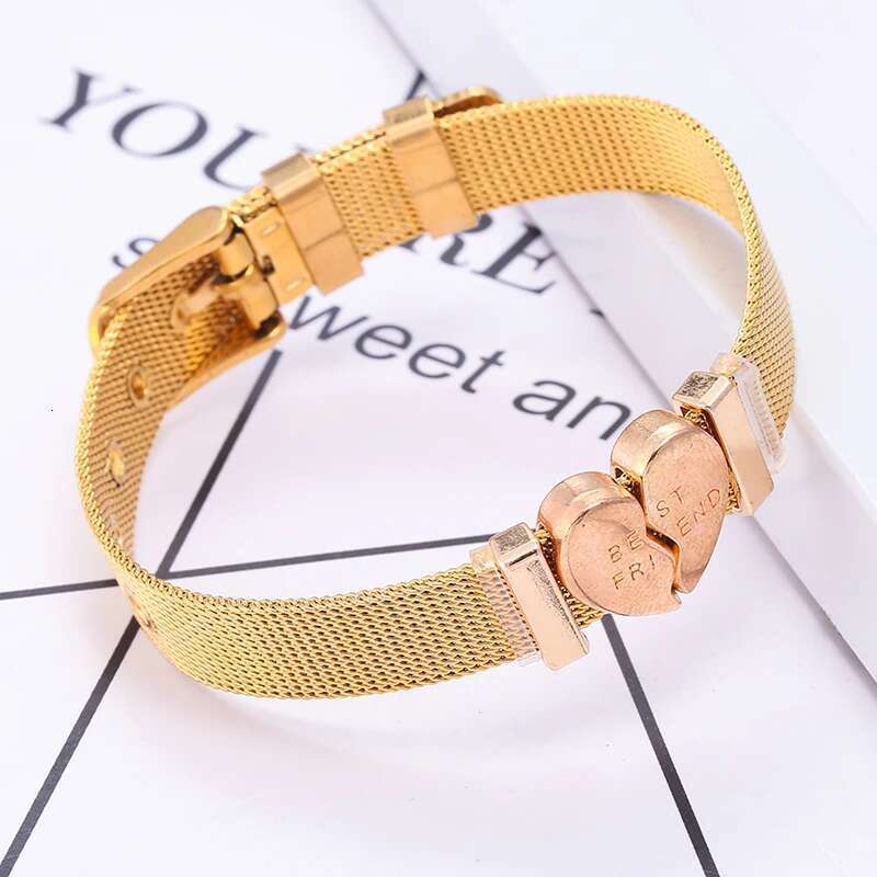 10mm Best Friend Beads Stainless Steel Mesh Bracelets DIY Charm Keeper Bracelets Bangle For Women Friend Men Best Jewelry Gift