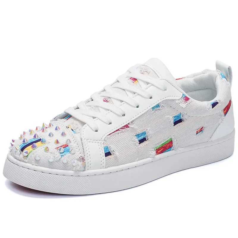Sports shoes casual mens designer punk board shoes Fi leather canvas breathable height lifting flat white shoes Y250318