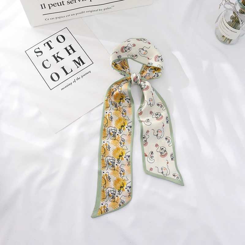 100cm*7cm Summer long fashion women small scarf scarves women flowers hair ribbon hairband white skinny scarf white X250319