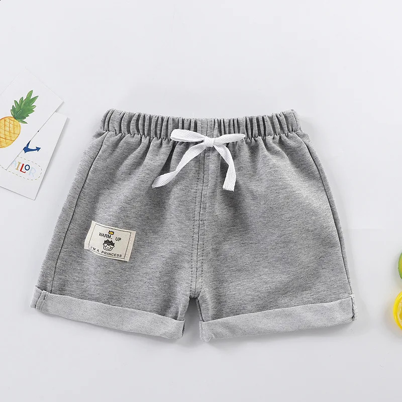 2pcs Cotton Summer Kids Shorts Boys Girls Solid Color Short Baby Cartoon Casual Pant Children Short Pant Sport Clothing Outwear 250319