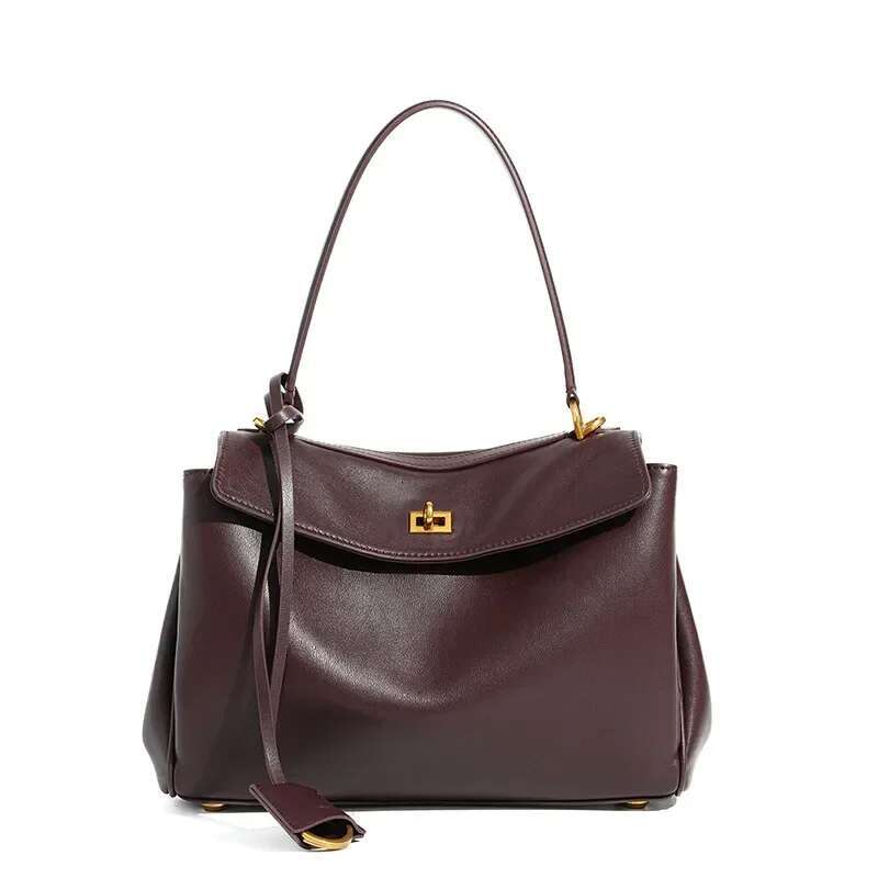 New Rodeobag Leather Kelly Women's Large Capacity Advanced Lock Fashion High Sense Underarm Bag