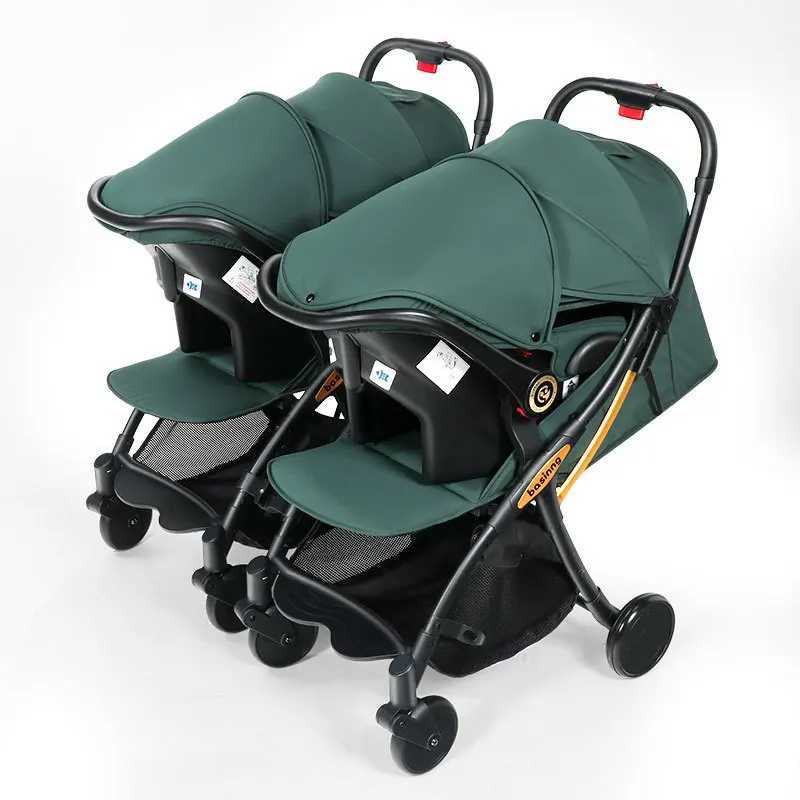 Twin baby strollers with car seats 0-3 young weight baby strollers 3-in-1 four-wheel shock-absorbing folding Z250319