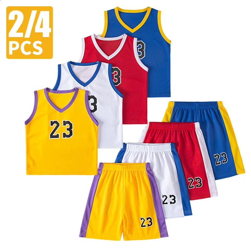 24 pieces of summer childrens quick drying sportswear boys running vests girls casual clown short sleeves breathable 250312