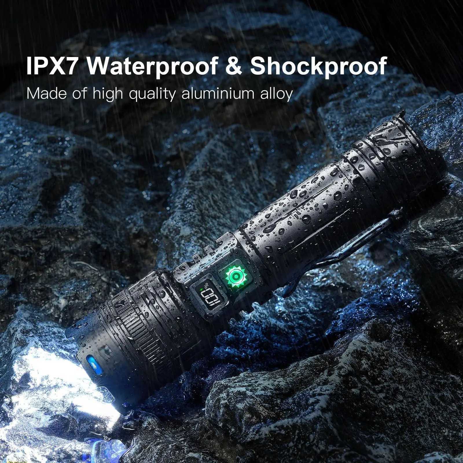 Powerful 1000000 high lumen D flash ultra bright charging portable Ultra Power USB C flashlight for outdoor lighting W250319
