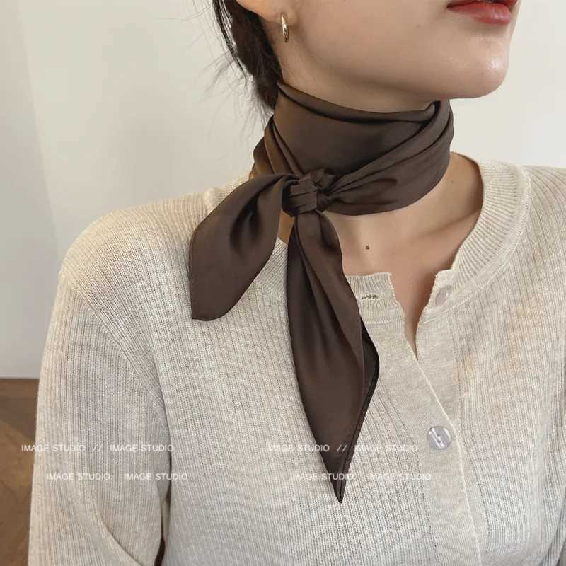 Luxury Solid 70*70cm Silk Square Scarf Wen Soft Satin Hairband Neckerchief Tie Fem band Foard Bag Ribbon Gift X250319