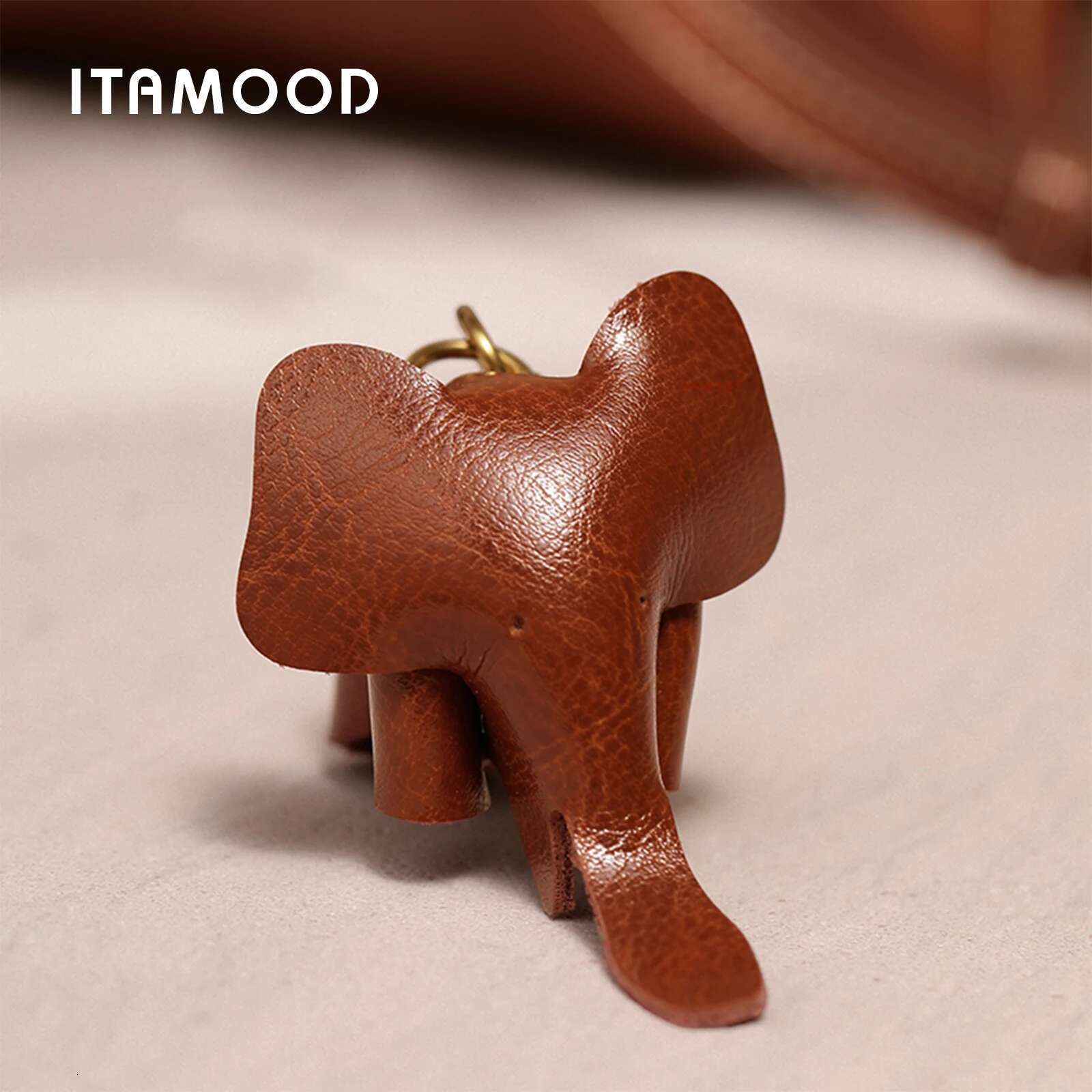 ITAMOOD Texture Leather Square Senior Sense Of Retro Small Shoulder Bag Fashion Handbag With Cute Elephant Pendant