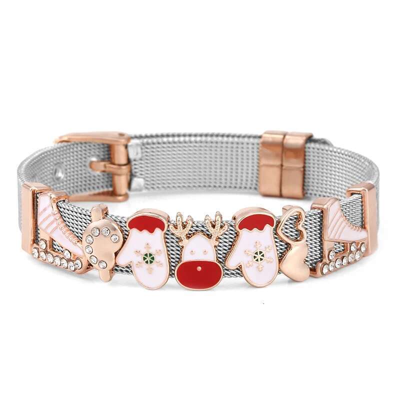 Winter Hot Sale 10mm Glove Beads Charm Bracelets DIY Mesh Keeper Bracelets Pulseras Mujer For Women Men Christmas Jewelry Gift