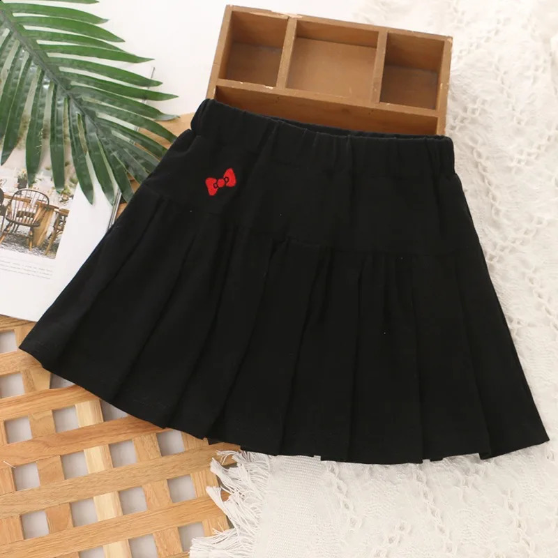 Girls Skirt 2025 Summer Cute Sweet Solid Outer Wear Casual Simple Pleated Kids Skirt Safety Pants n 4-10Y 250319