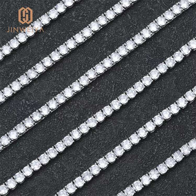 Iced brass hand inlaid zircon width adjustable length platinum electroplated men's and women's tennis chains