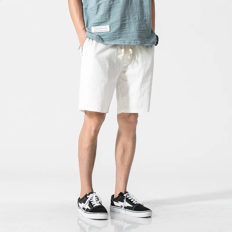 Shorts Men Cotton Linen Casual Shorts Mens Sweat Pants Summer Breathable Comfortable Drawstring Soft Shorts Men Streetwear Pants 250317