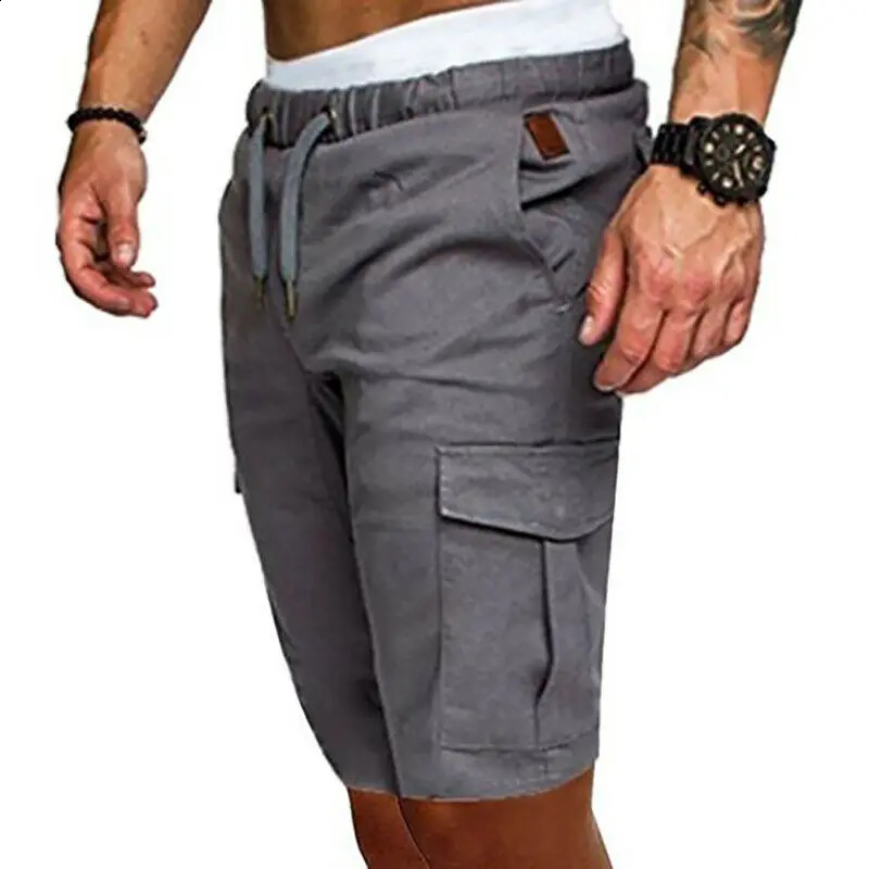Casual Shorts Mens Summer Cargo Shorts Gym Sport Running Workout Cargo Pants Jogger Trousers Drawstring Solid Jogging Shorts Men 250317