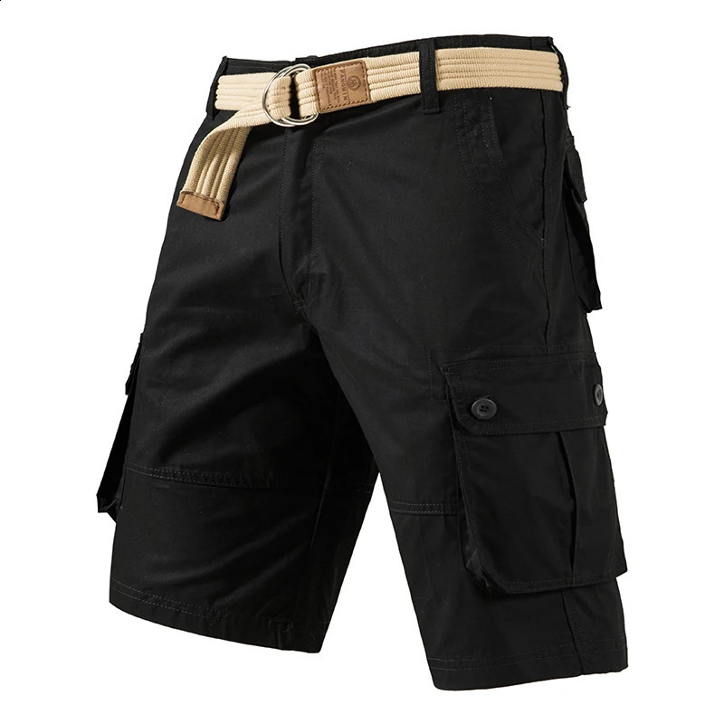 Cargo Knee Shorts Men Sports Casual Bermuda Plus Size Cotton Half Pants Golf Straight Running Gym 250319