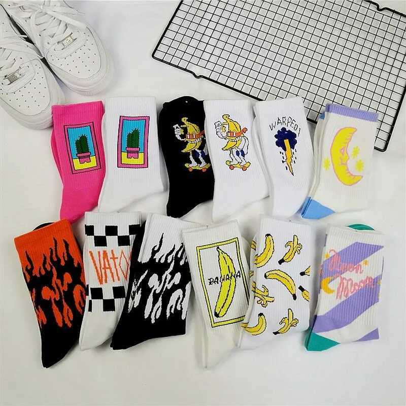 Korean style fashion Harajuku street hip hop socks unisex fun mens socks happy skateboard flame ladies socks X250319