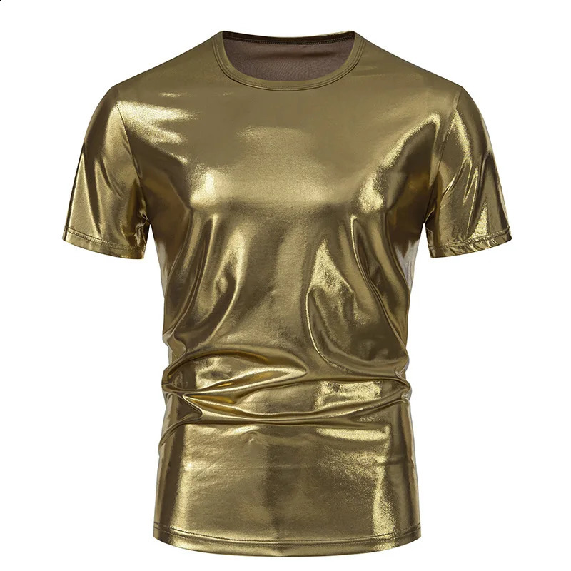 Mens Summer T-shirts Short Sleeve Stage Shiny Men Tees Shirts O Neck Male T shirt Solid Colour Shirt Casual Man Tshirts T20 250318