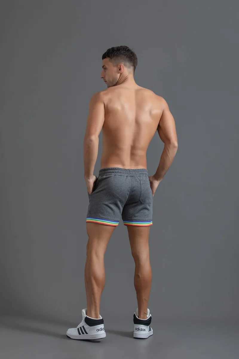 Summer Cotton Sports Casual Shorts Mens Three-quarter Pants Plus Size Casual Mens Drawstring Pants Rainbow Print W250319