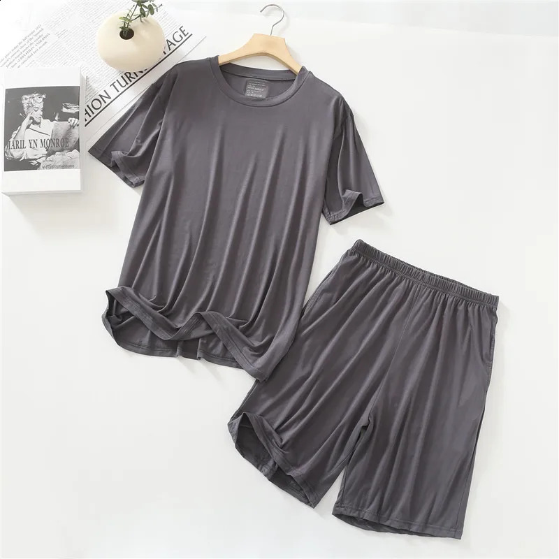 Summer pajamas mens Modal short sleeved set casual plus size two-piece set mens home clothing casual jacket pajamas Hombre 250317