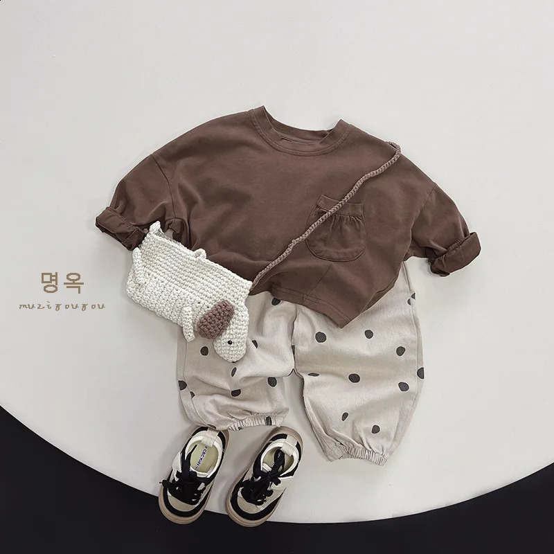 Baby Boys Girls Long Sleeve T Shirts Autumn Kids Solid Casual Bottoming Shirt Toddler Loose Versatile Tops Children Clothes 250319