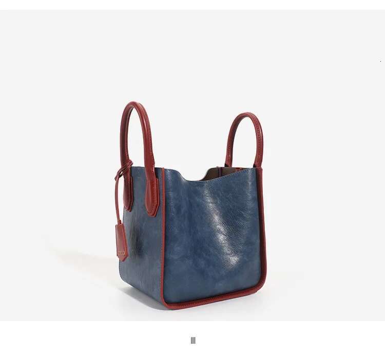Vintage High Quality PU Leather Large Shoulder Solid Color Simple Handbag Women's Fashion Bucket Bag