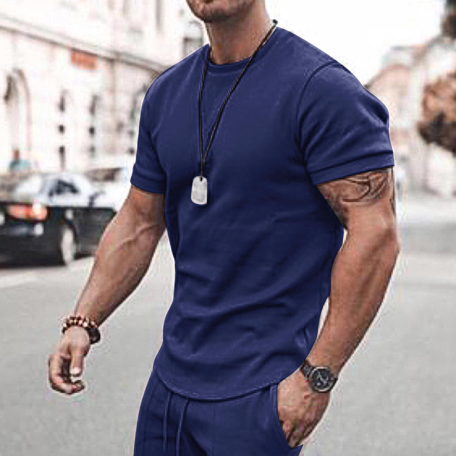 Men's Tracksuits Summer Short Sleeve Leisure Suit Fashion Outdoor Fitness Men Breathable T-shirt Sports Shorts Two Sets